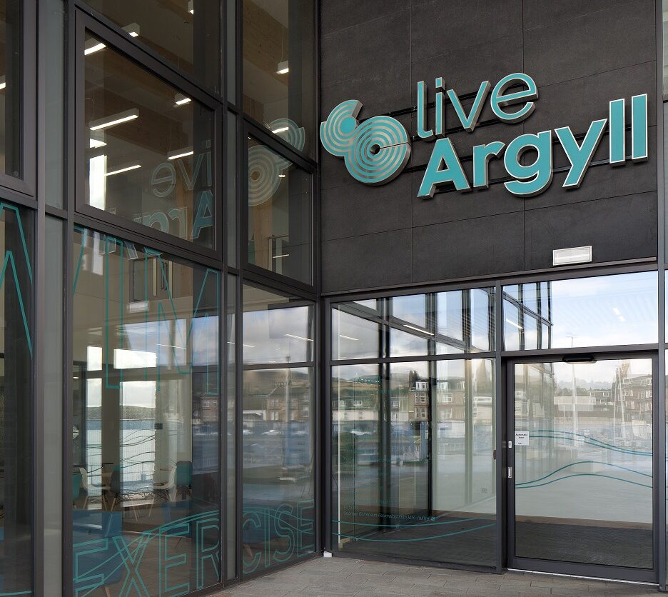 Helensburgh Leisure Centre Live Argyll Illuminated Building Sign