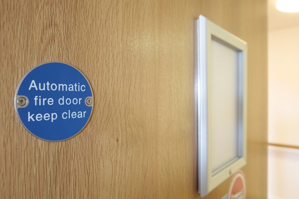 Automatic Fire Door Keep Clear. Fire Safety