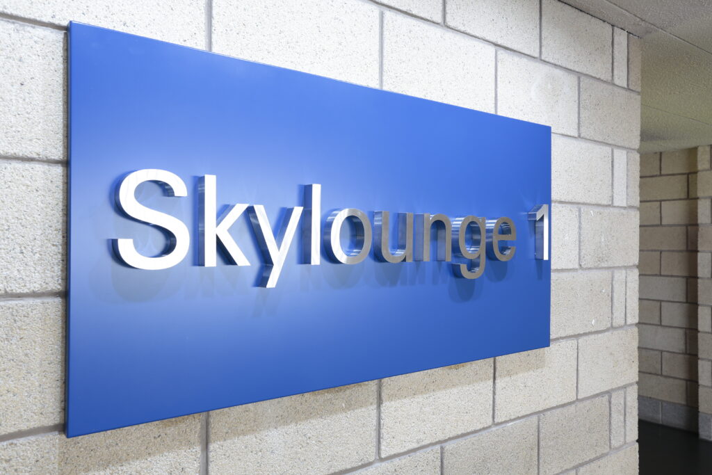 Hampden Skylounge Stainless Steel Text on polyester powder coated backtray. Leisure.