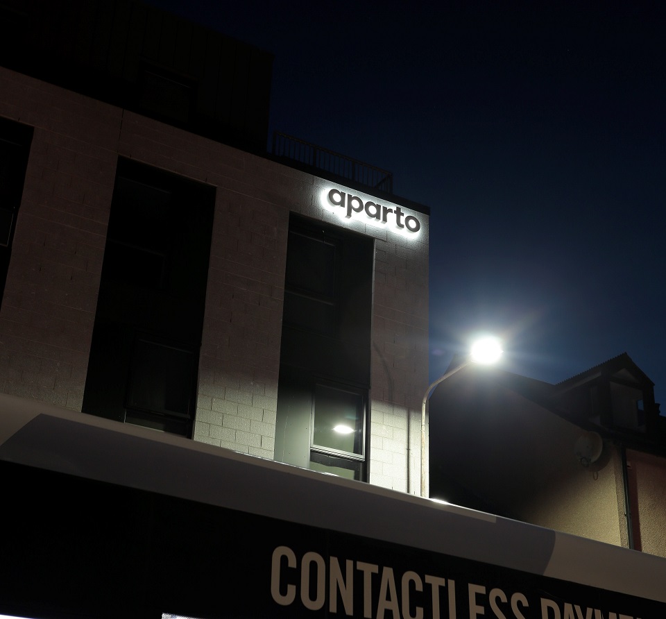 The Combworks Student Accommodation External Illuminated Building Sign