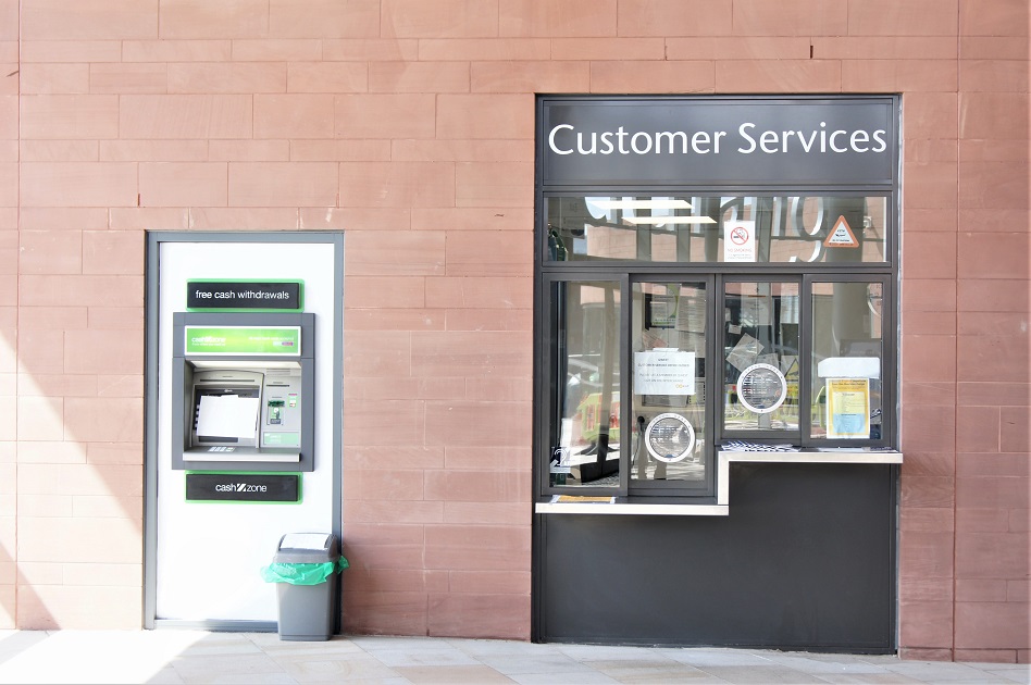 Transport Signage. Chester Bus Interchange Customer Services Kiosk Sign.