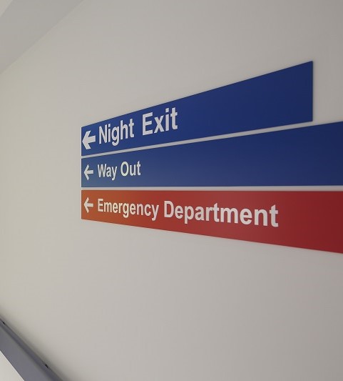 NHS Wayfinding sign with arrows