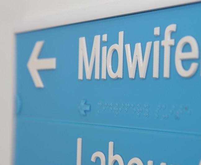 NHS Wayfinding tactile sign with arrows