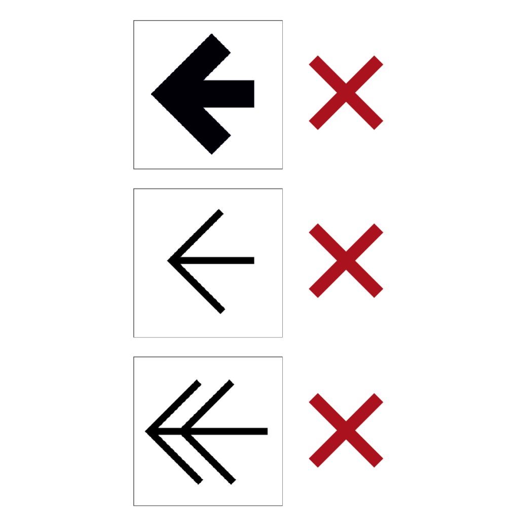 incorrect arrows to use on signs