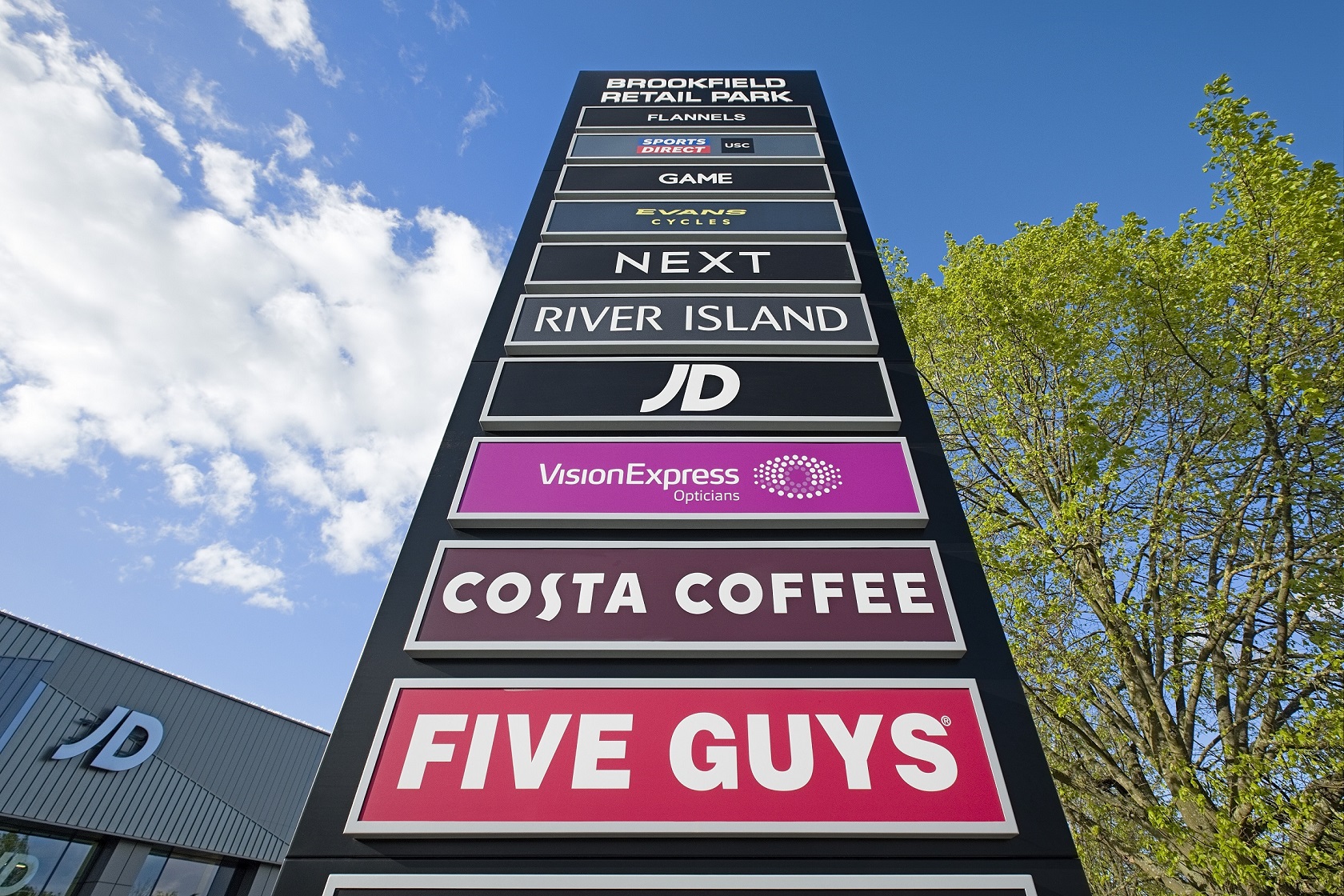 Brookfield Retail Park Illuminated Totem Sign by Norsign Group Ltd