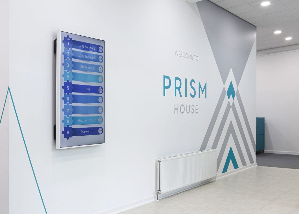 Wall mounted Digital Screen. Prism House