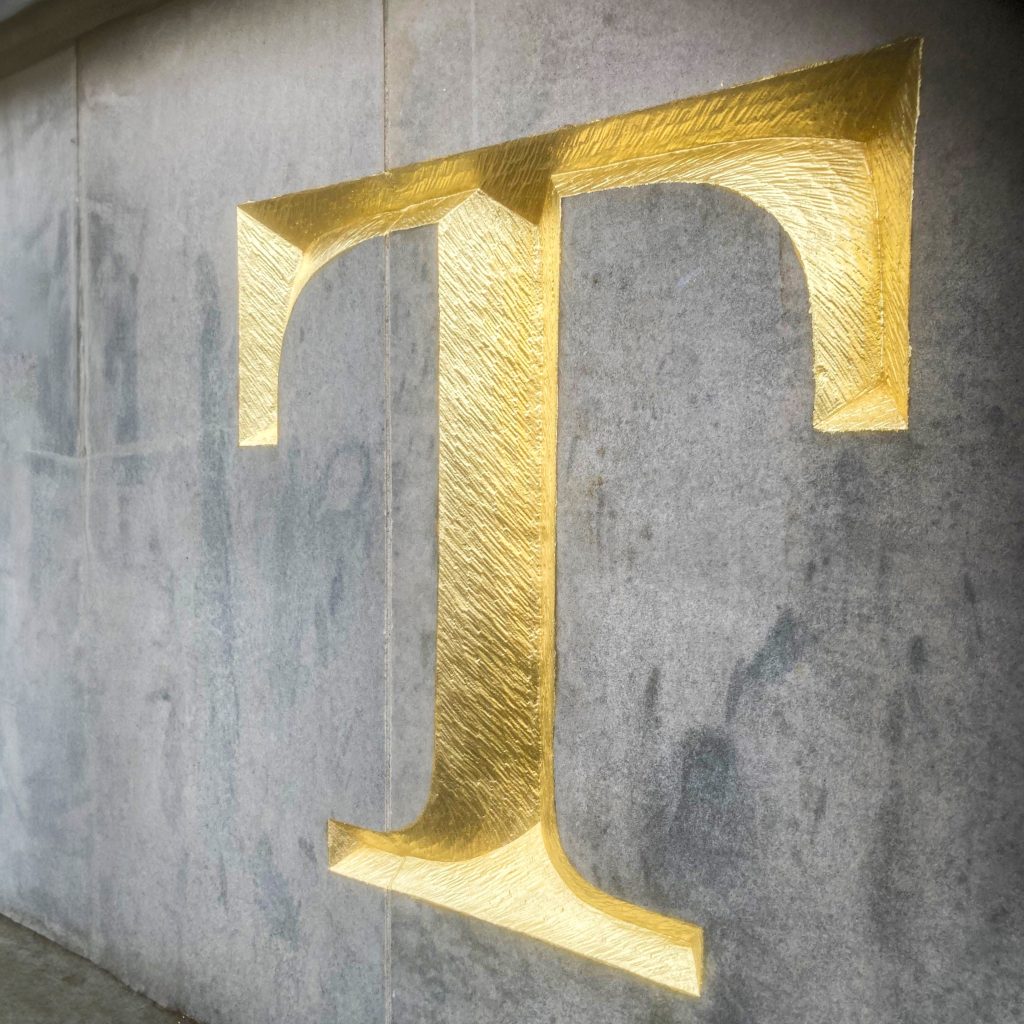 National Galleries of Scotland Gold Leaf in carved stone Signage