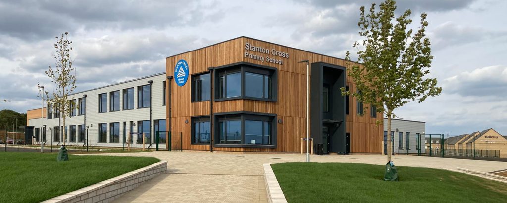 Stanton cross primary dfe school external building text