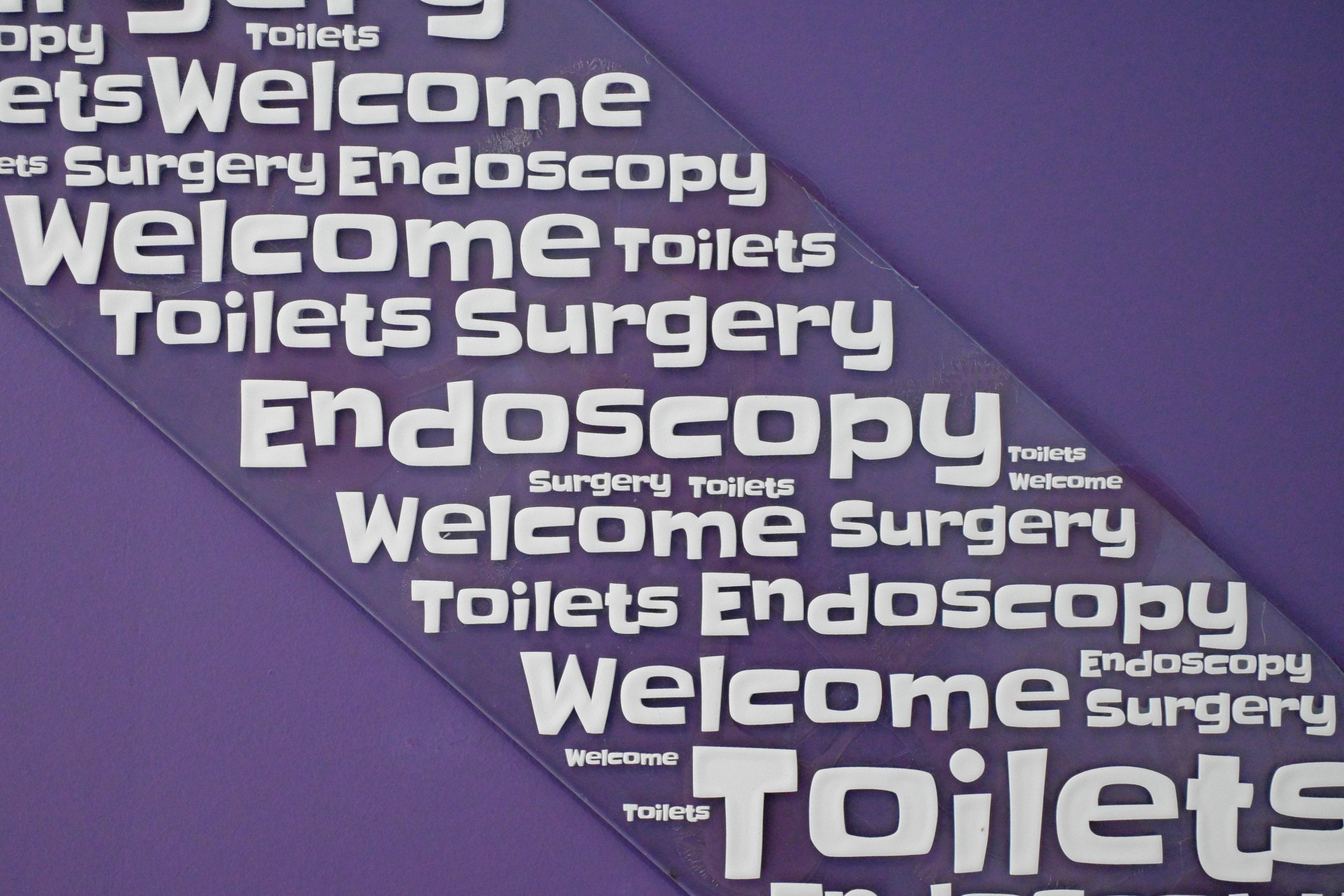 Golden Jubilee Hospital Tactile word art arrow Signage