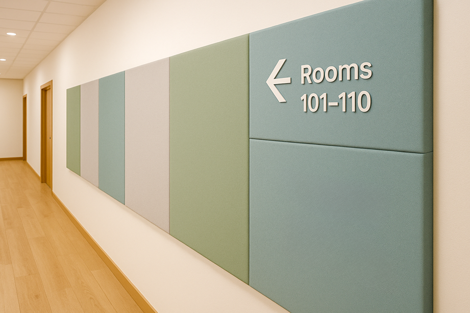 Text on padded wall panels