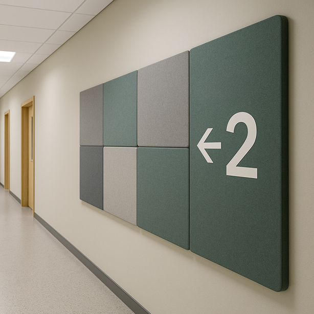 flat cut text on acoustic panel example