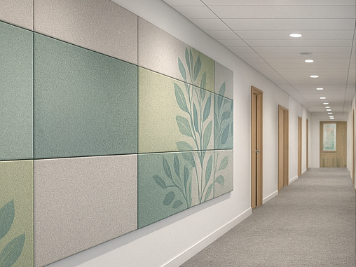 graphic applied to acoustic panel