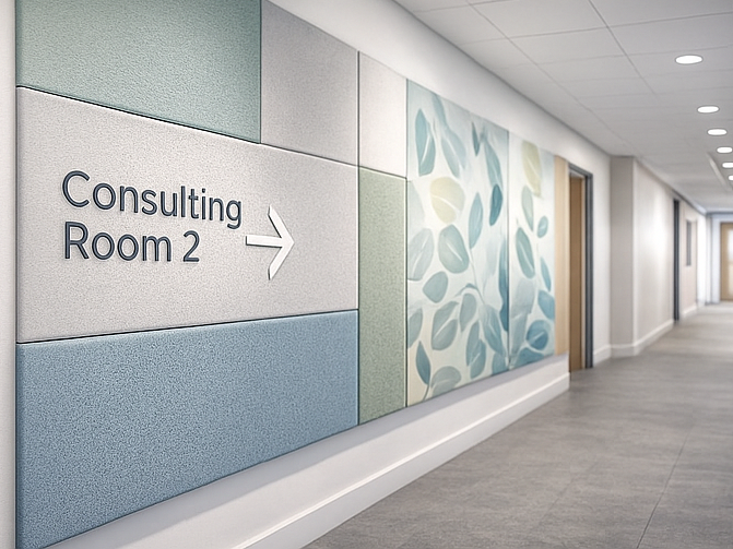 text and graphic on acoustic panel example