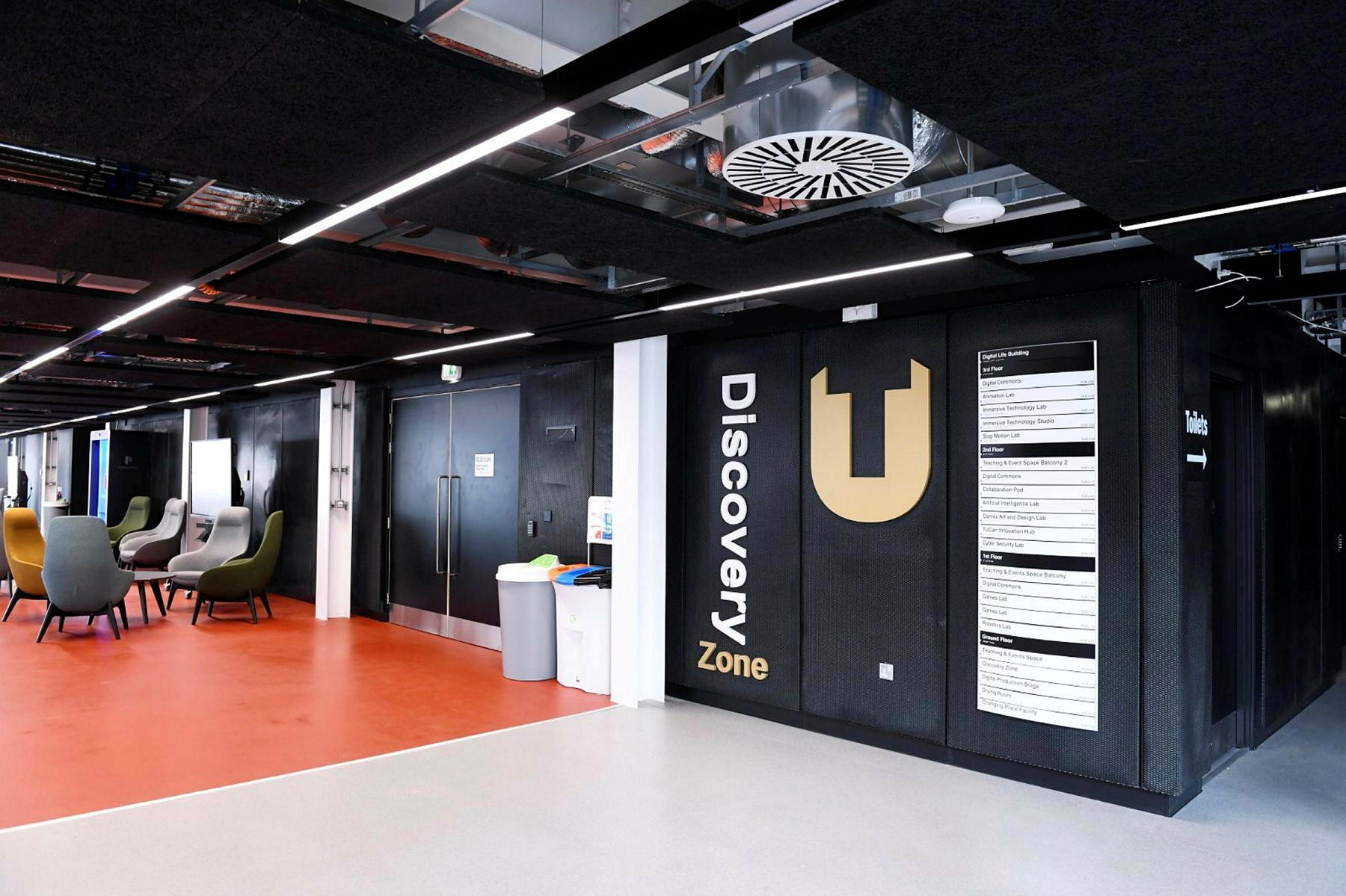 Teeside University Digital Life Internal branded wayfinding signage