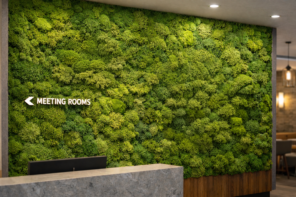 Mos Room Example moss walls and signage